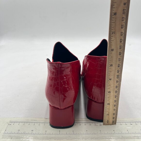 YDN Red Sexy Pointed Toe Ankle Boots Chunky Low Heel Boot Pull on Elastic Shoe - Picture 4 of 8